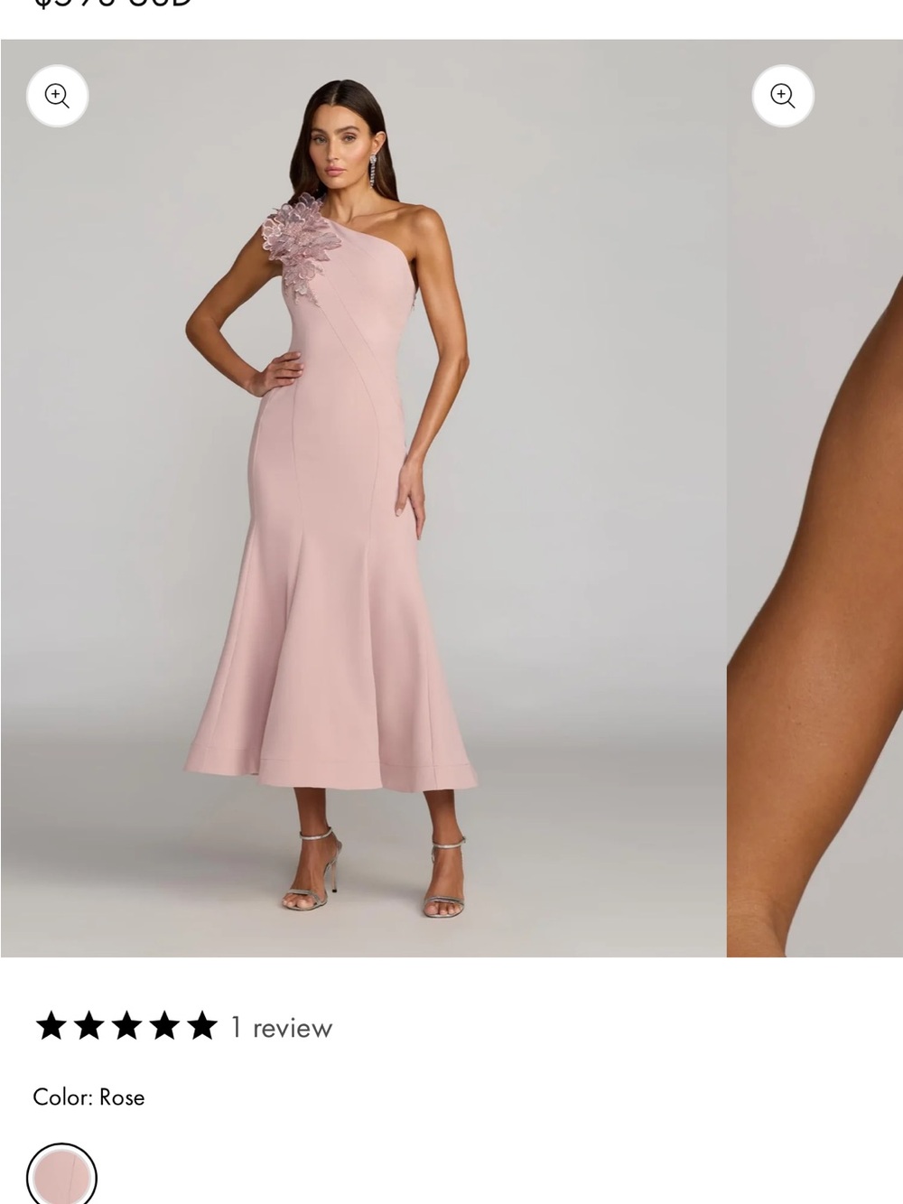NWT Mac Duggal 13222 Rose Pink One Shoulder 3D Floral Dress Size 14